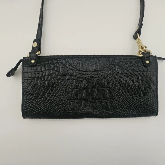 Brahmin Rory Black Crocodile Embossed Leather Clutch - Picture 2 of 6
